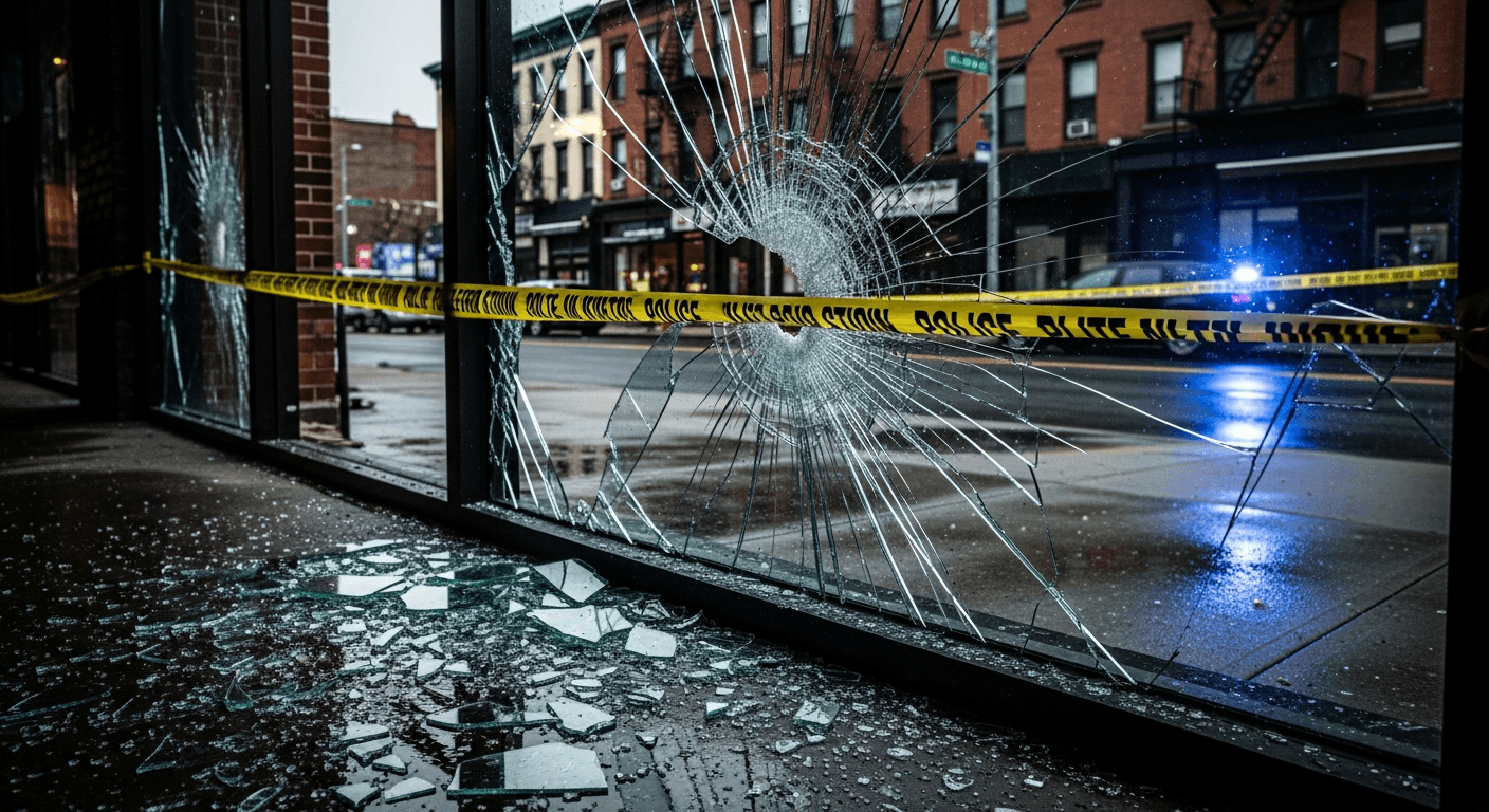 Illustration of shattered residential glass
